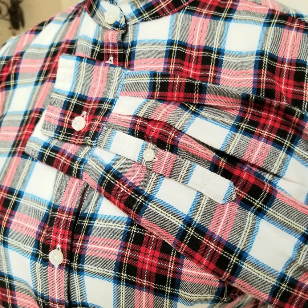 New! J Crew sz. Small S Stewart Tartan Plaid Flannel Ruffle trim NWT